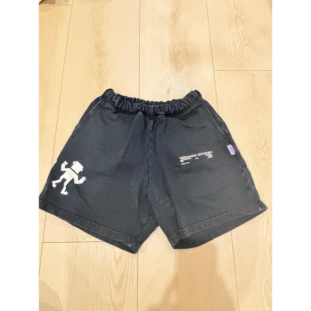 Hermanos Koumori Mens Black Graphic Sweat Shorts Size Med Mexico D.F. Streetwear